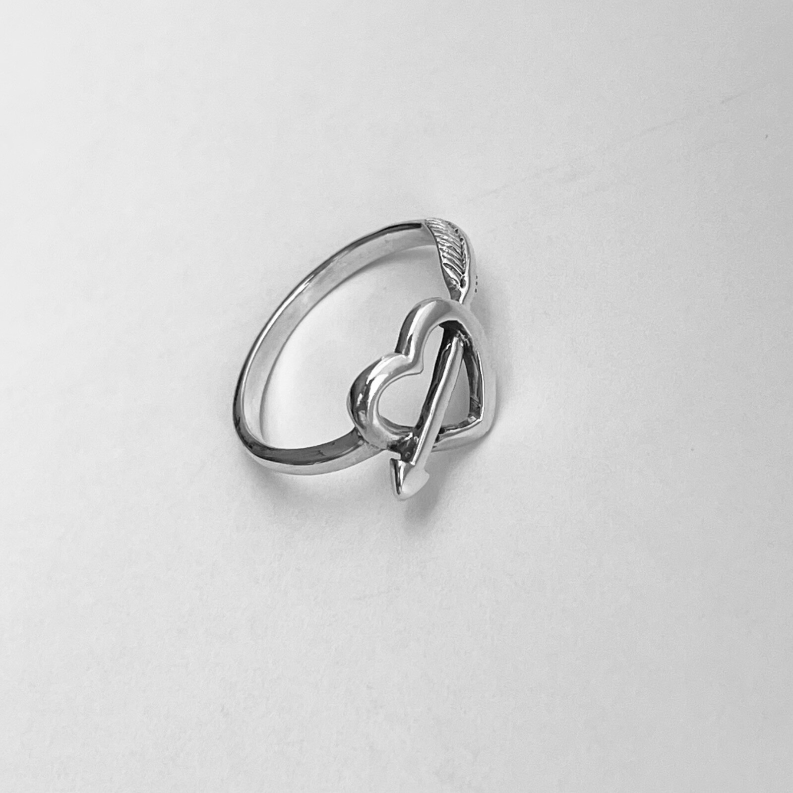 Sterling Silver Heart With Arrow Ring, Silver Rings, Heart Ring, Bow Ring