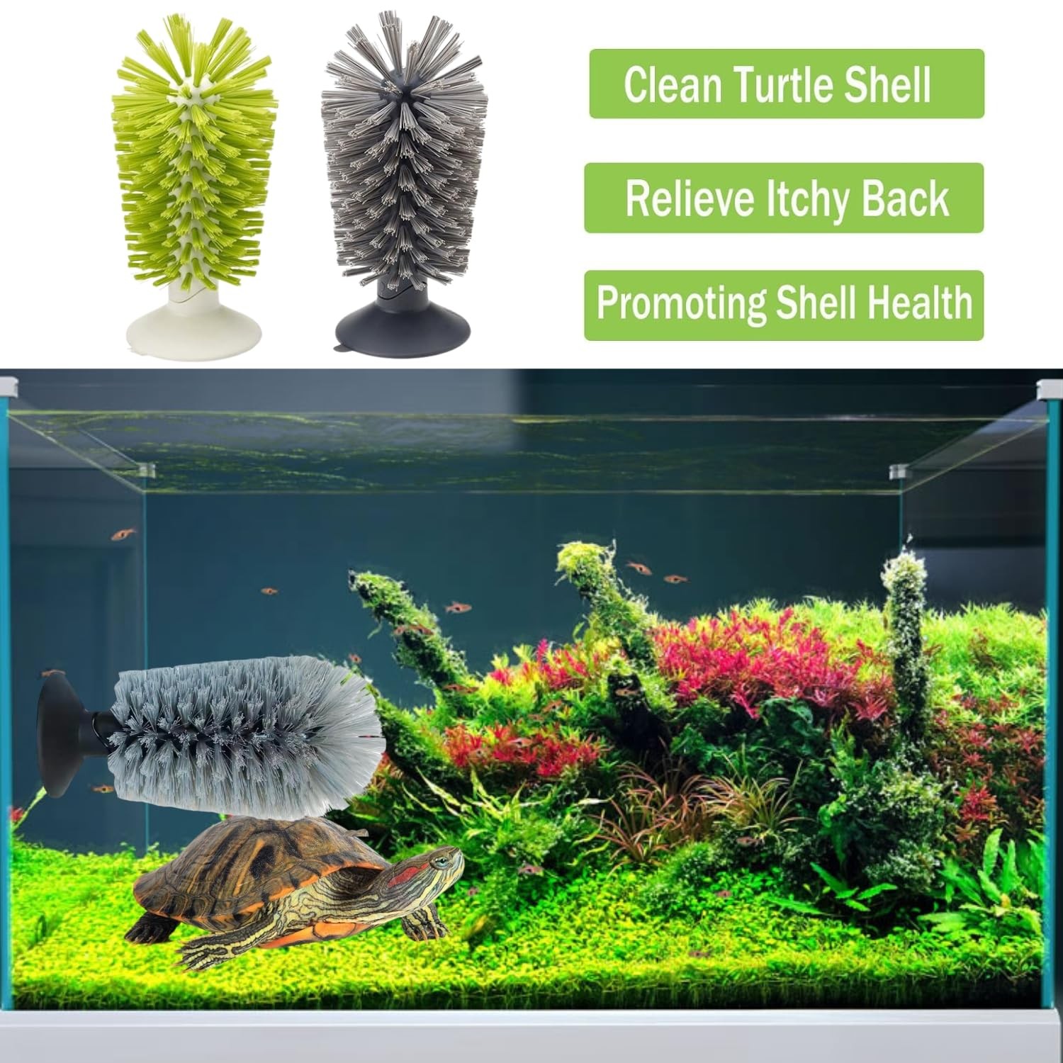 4 Pack Turtle Brush - Turtle Shell Cleaning Brush with Suction Cup for Tank R...