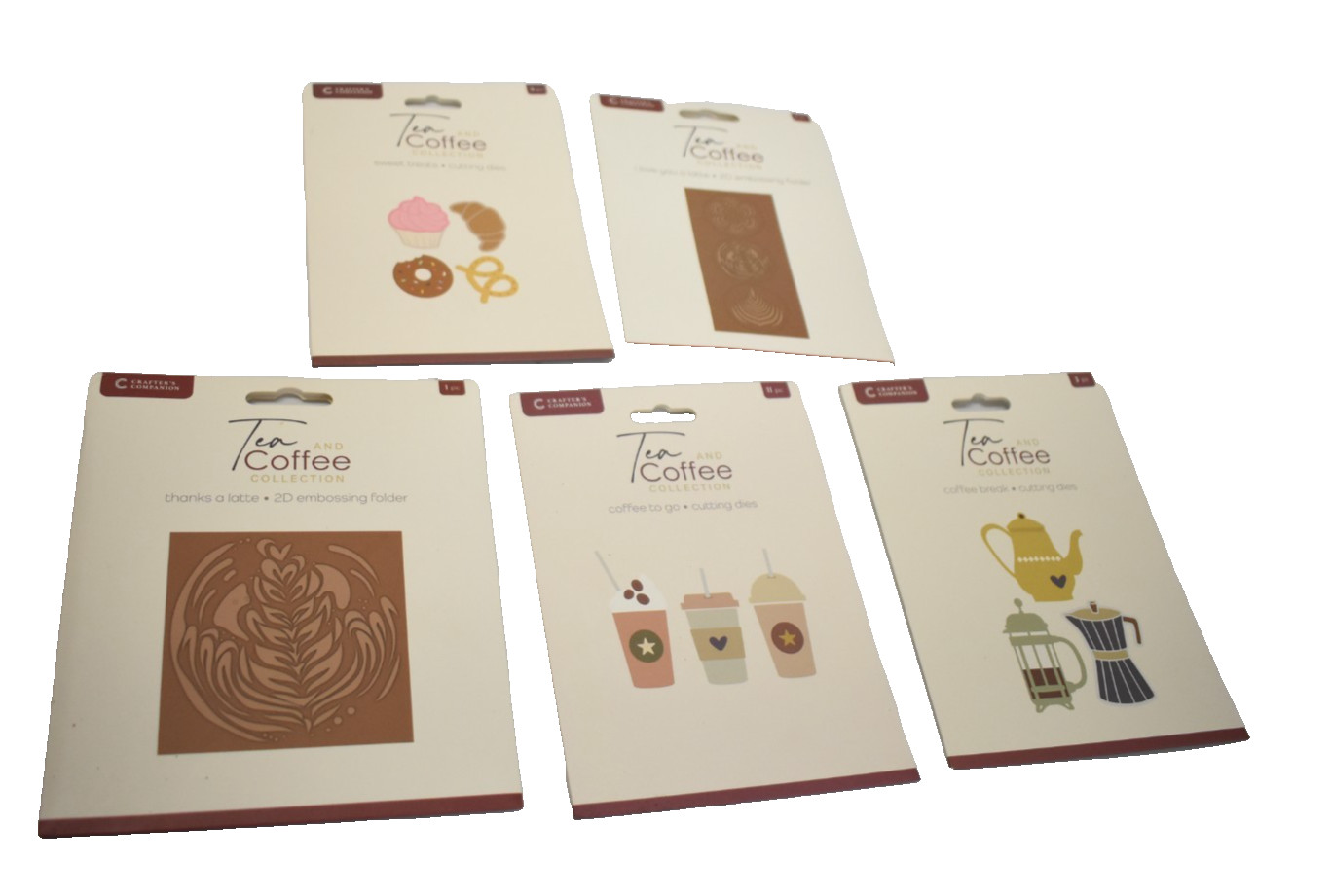 Crafter's Companion Teac & Coffee Collection Cutting Dies & Embossing Folder 5pk