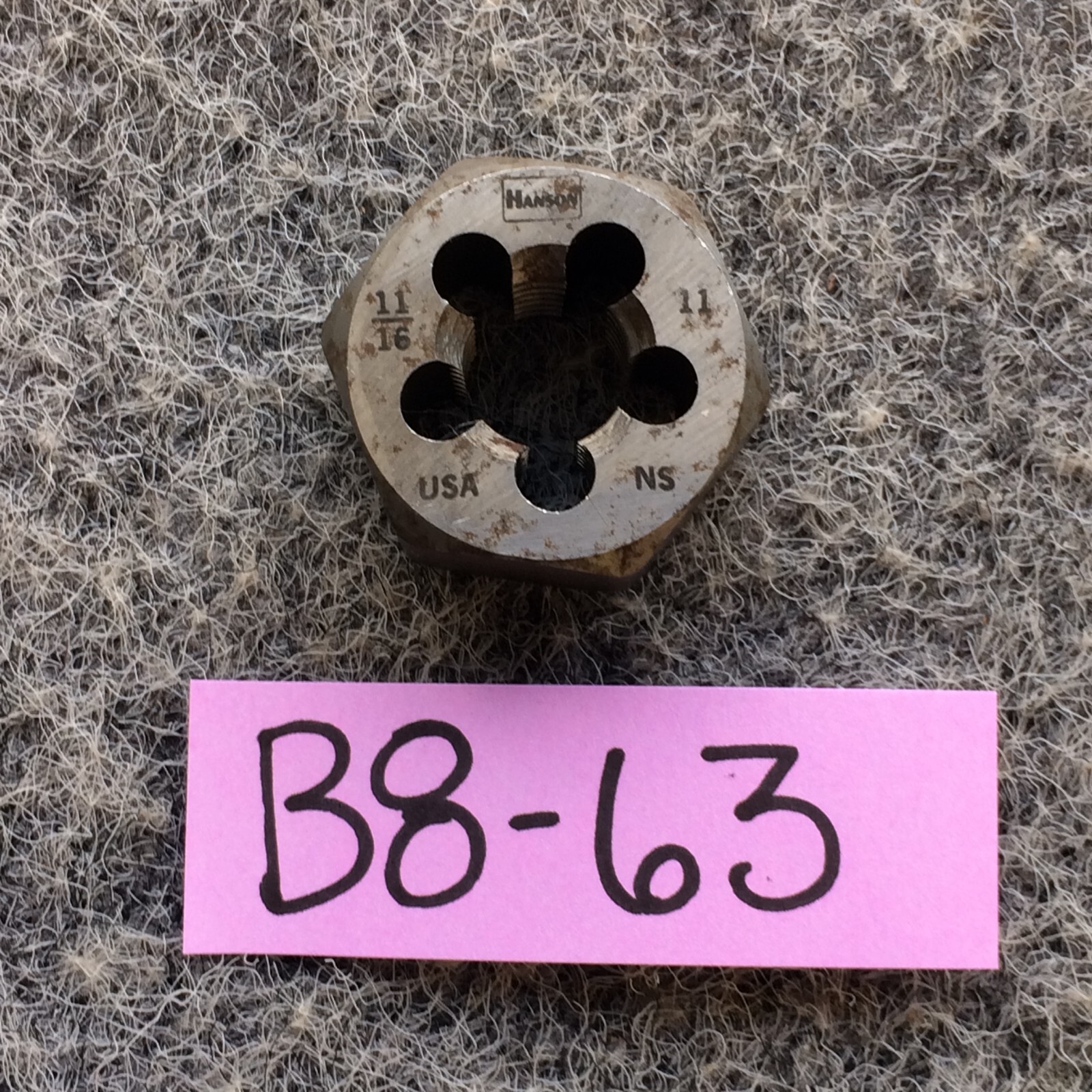 11/16-11 NC  x 1-7/16" Hex Die Irwin Hanson 7756 CS Rethreading NOS