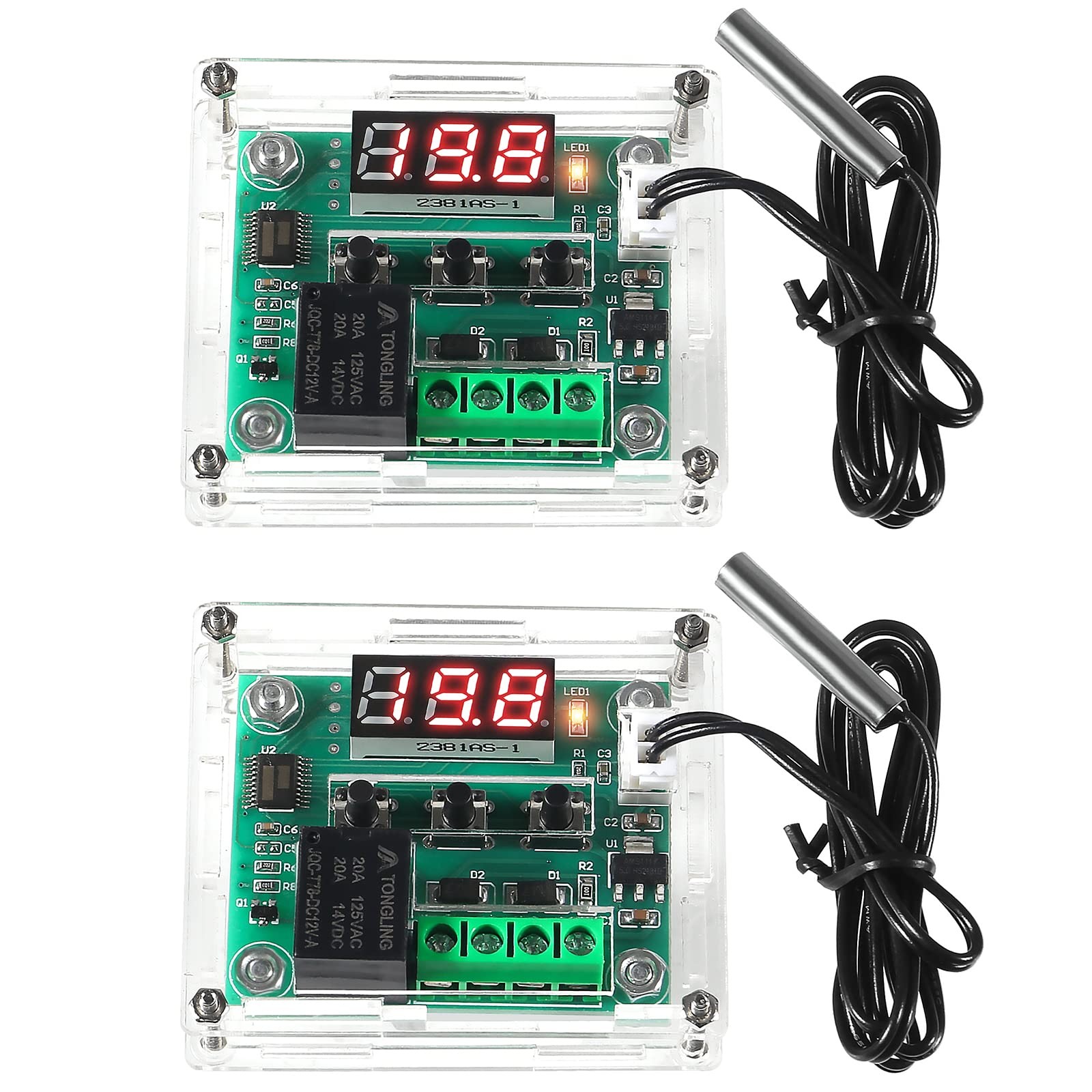 2PCS W1209 Temperature Controller Module,LED Display Digital Thermostat Modul...