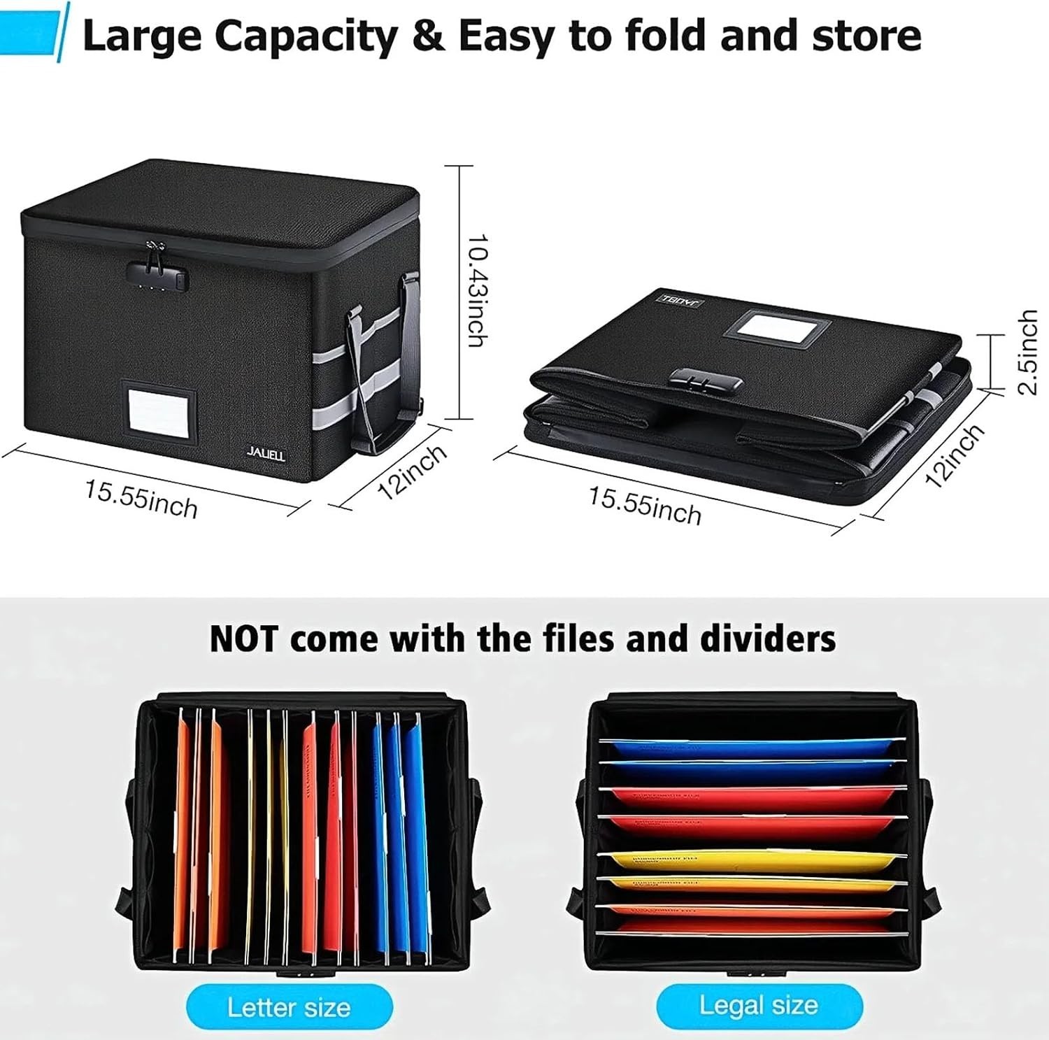 Fireproof Box with Lock, Document Storage Organizer with Lid, organizer Filing S