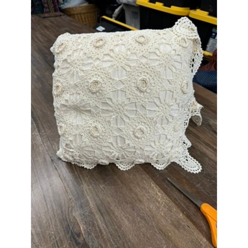 Set Of 2 vintage crochet pillows ,Victorian, PLZ READ, Needs Repair,Final Sale