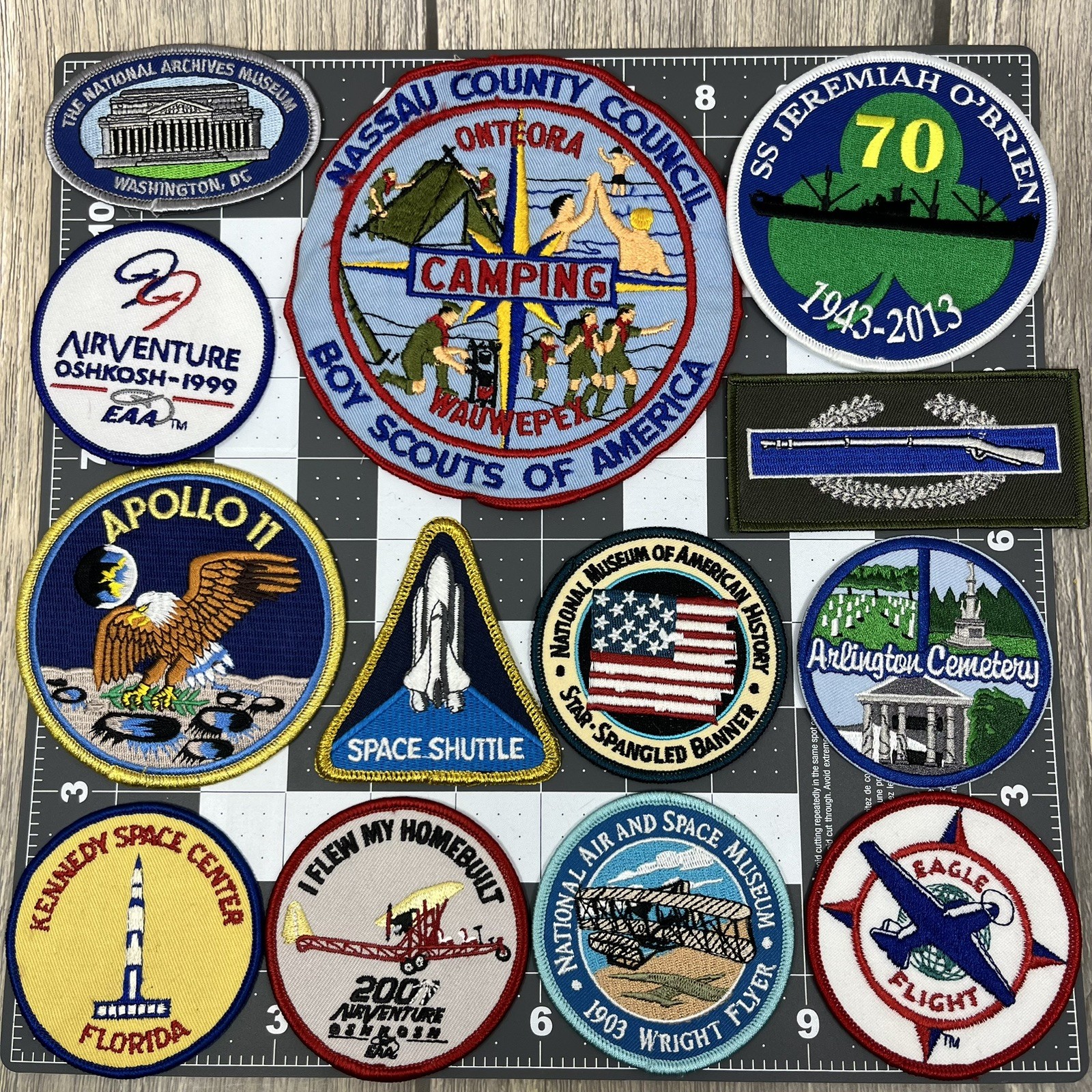 Lot Of 13 Patches Aeronautical Military US Space Shuttle Apollo 11 Boy Scouts