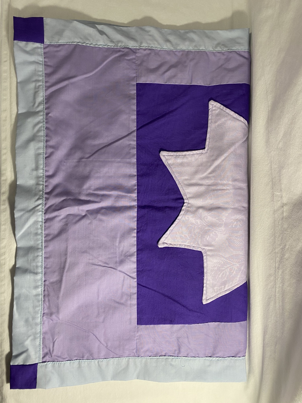Two Handmade Pillow Shams Multi Purple & Blue With Star