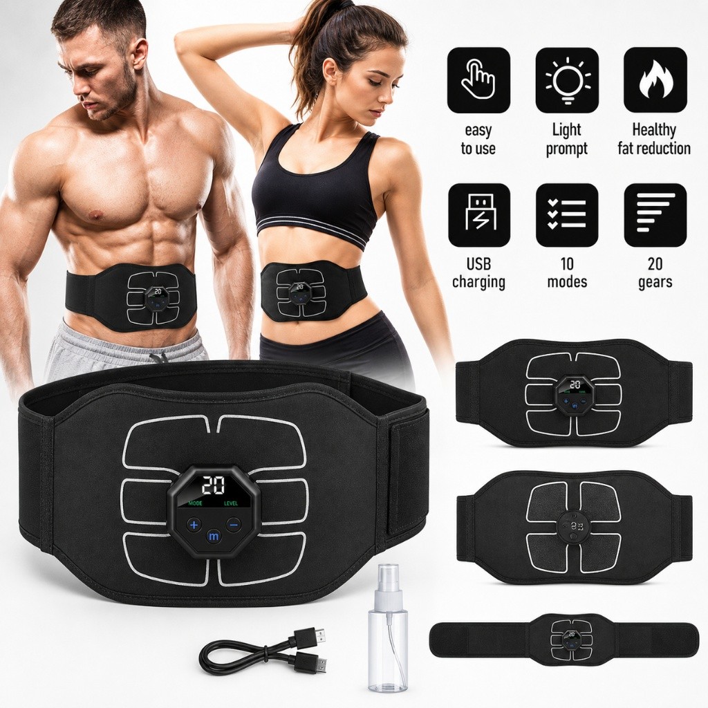 EMS Abdominal ABS Muscle Stimulater Training Toner Fitness Workout Belt 10 Modes