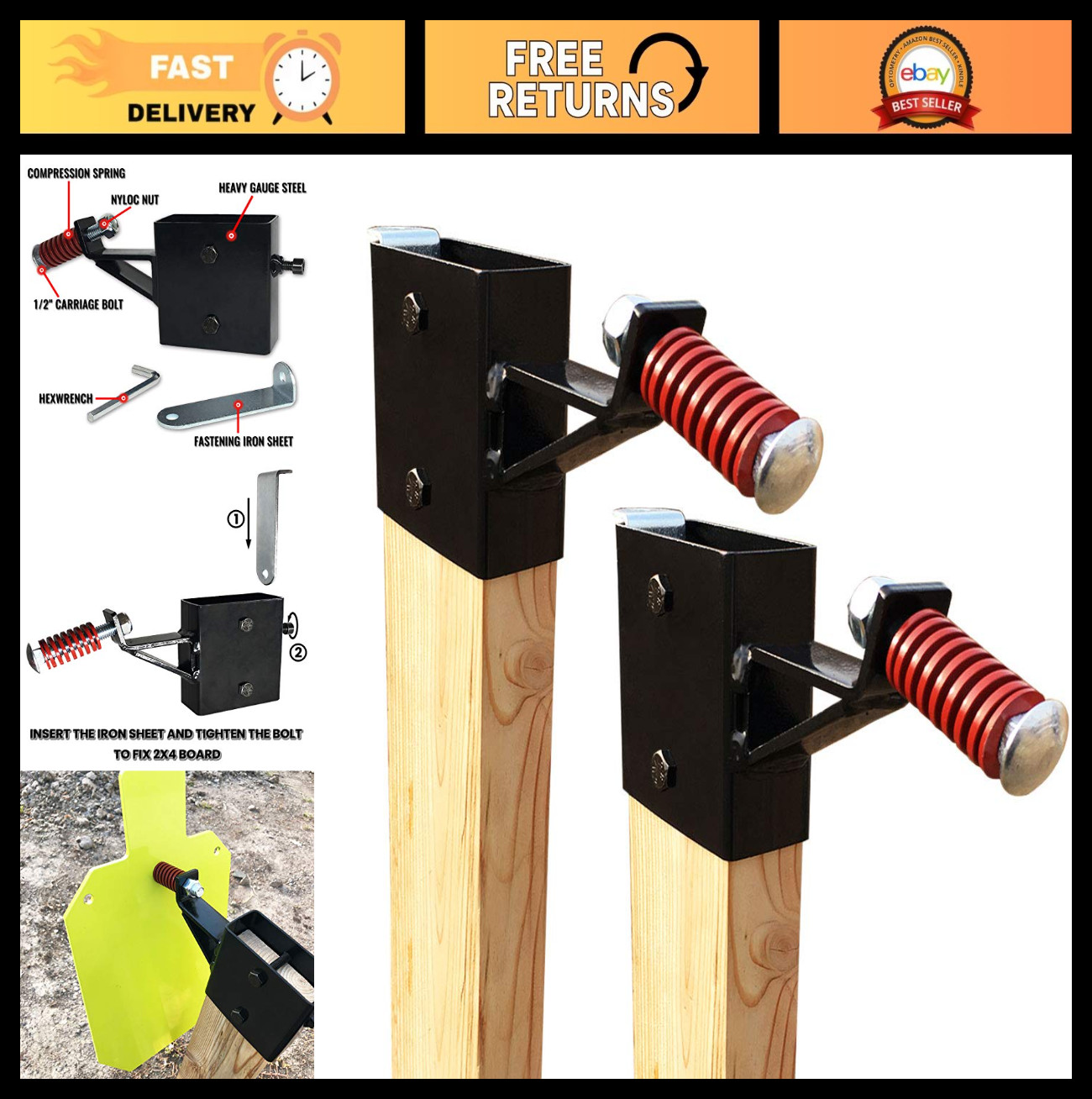Adjustable Height Target Hanger Stand | Steel Post Base for AR500 Gong Targets