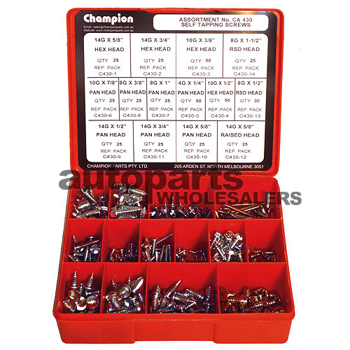 CHAMPION KIT SELF-TAPPING SCREWS ASSORTMENT (430 Pieces)