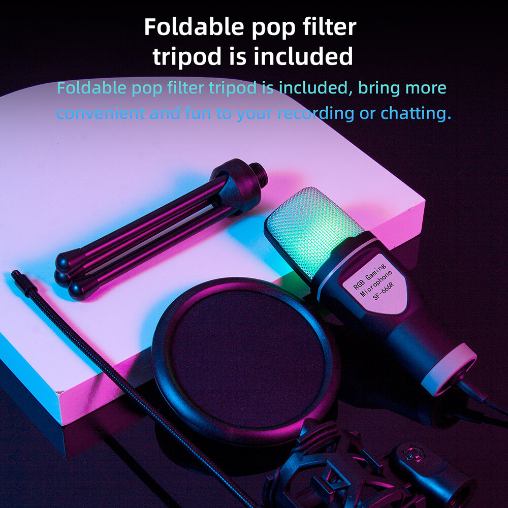 For PC MAC PS4 PS5 Adjustable Mic Condenser Professional Microphone Combo USB