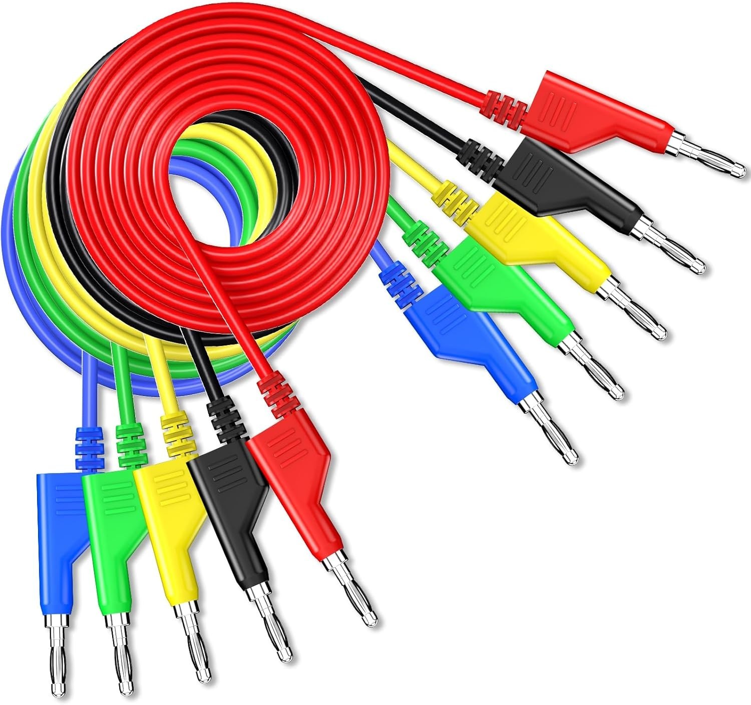 5PCS Stackable Banana to Banana Plug Leads Soft Electrical Cable Wire 3.3ft...