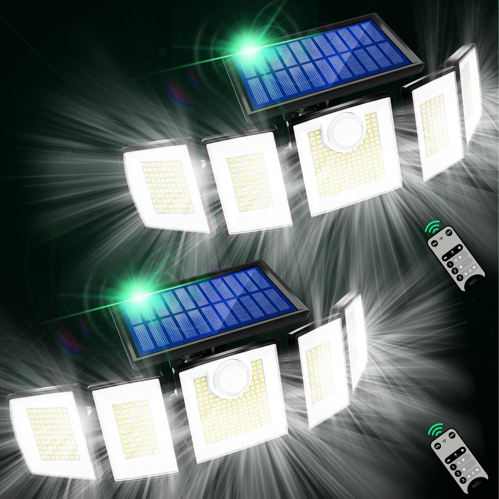 Solar Lights Outdoor Waterproof Motion Sensor - 416 LEDs 3000 Lumens Super Br...