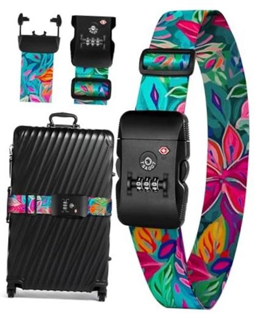 Luggage Straps TSA Lock for Suitcases - Travel Belt TSA Approved Artistic Leaf