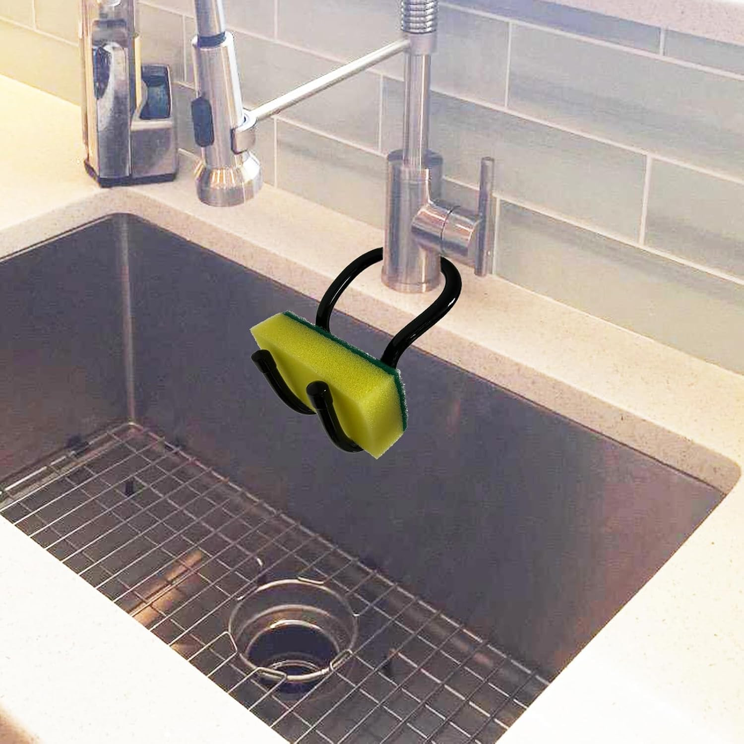 2 Pack Hanging Rustproof Sink Caddy & Sponge Holder, Adjustable Kitchen Dish Wan