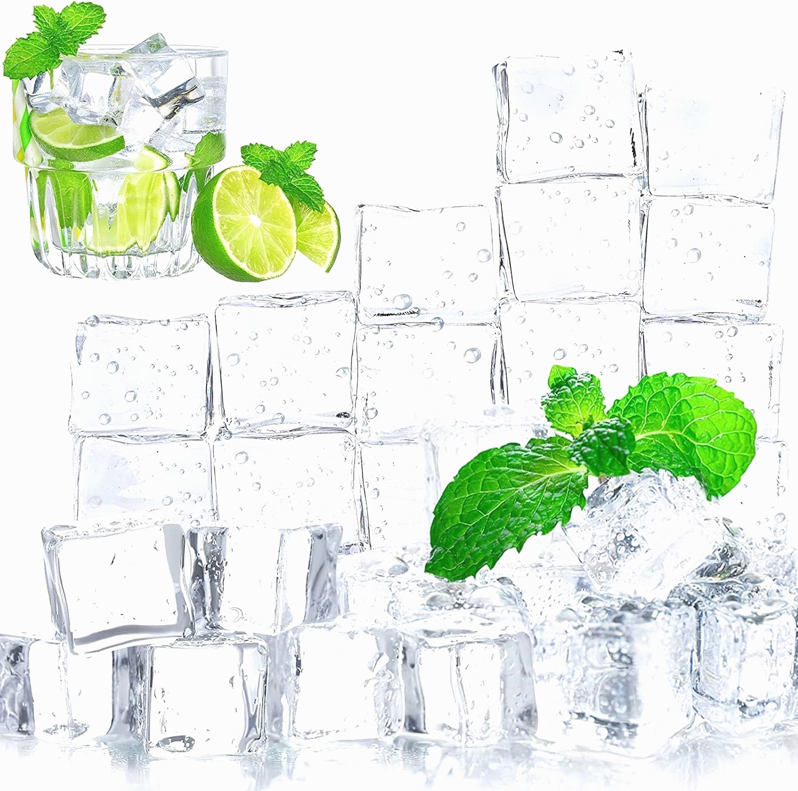 Clear Fake Ice Cubes, 20 PCS 0.8" Plastic Ice Cubes Acrylic Clear Ice Rock