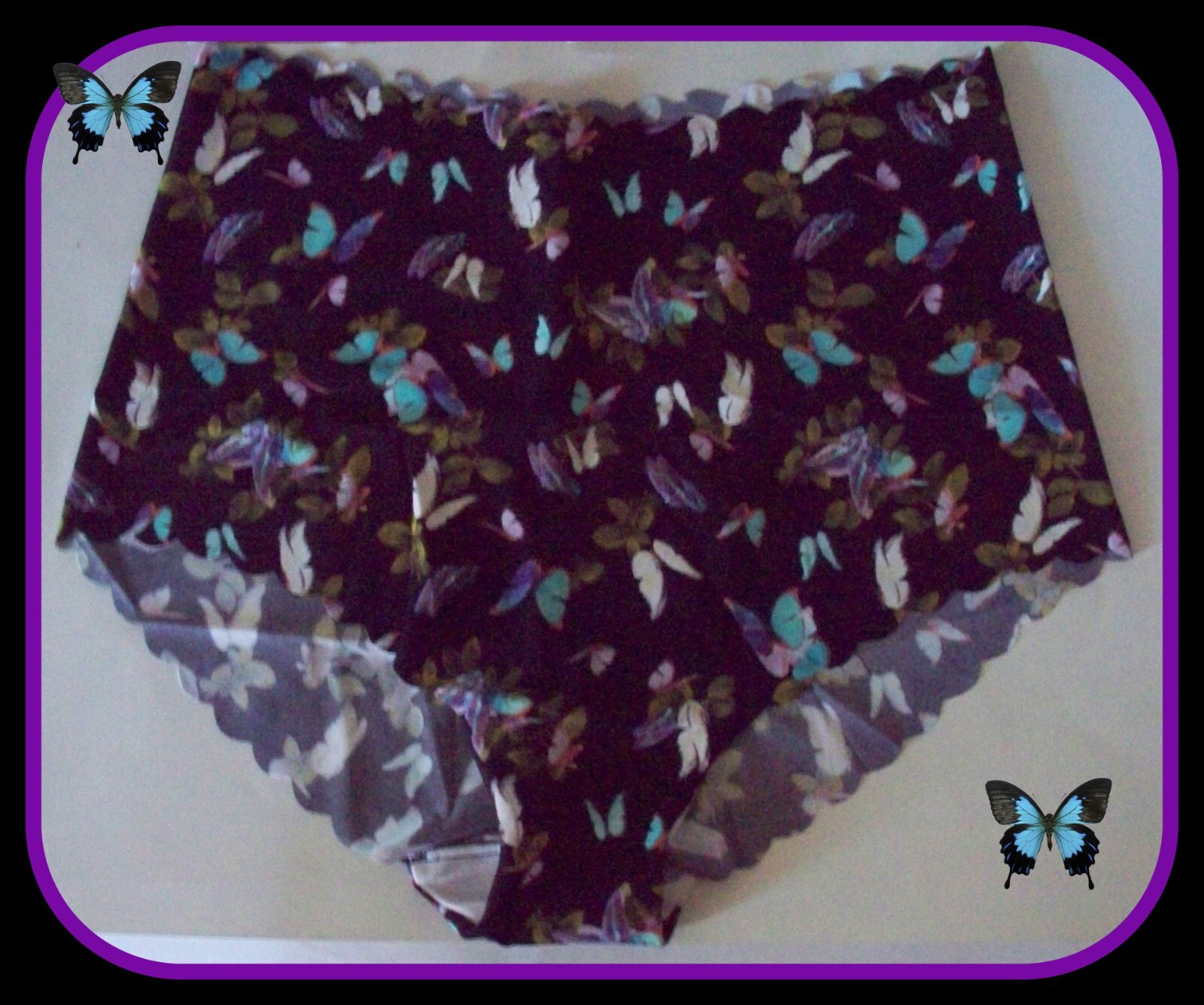 XL Butterfly Scalloped NO SHOW Edge Victorias Secret High Waist Midi Brief Panty