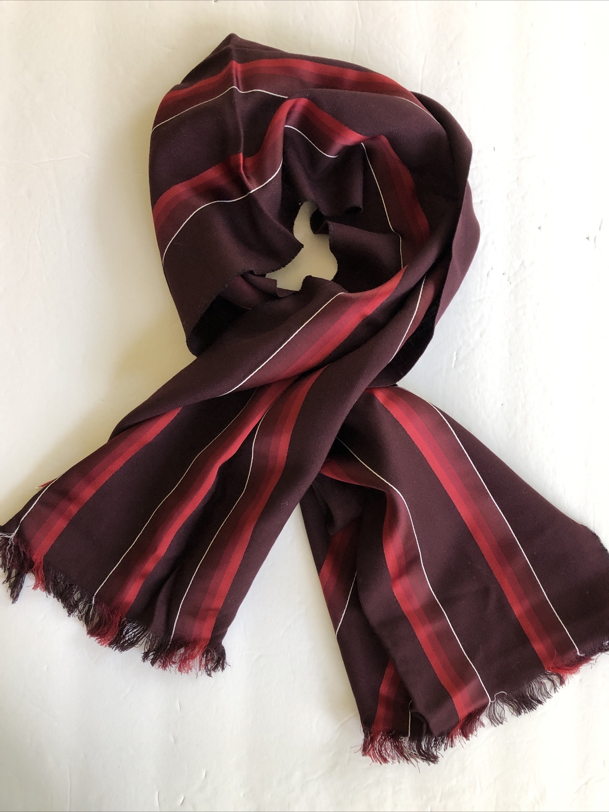 VTG Grenadier Stripes Bemberg Satin& Superspun Rayon Mens Rectangular Scarf NWOT