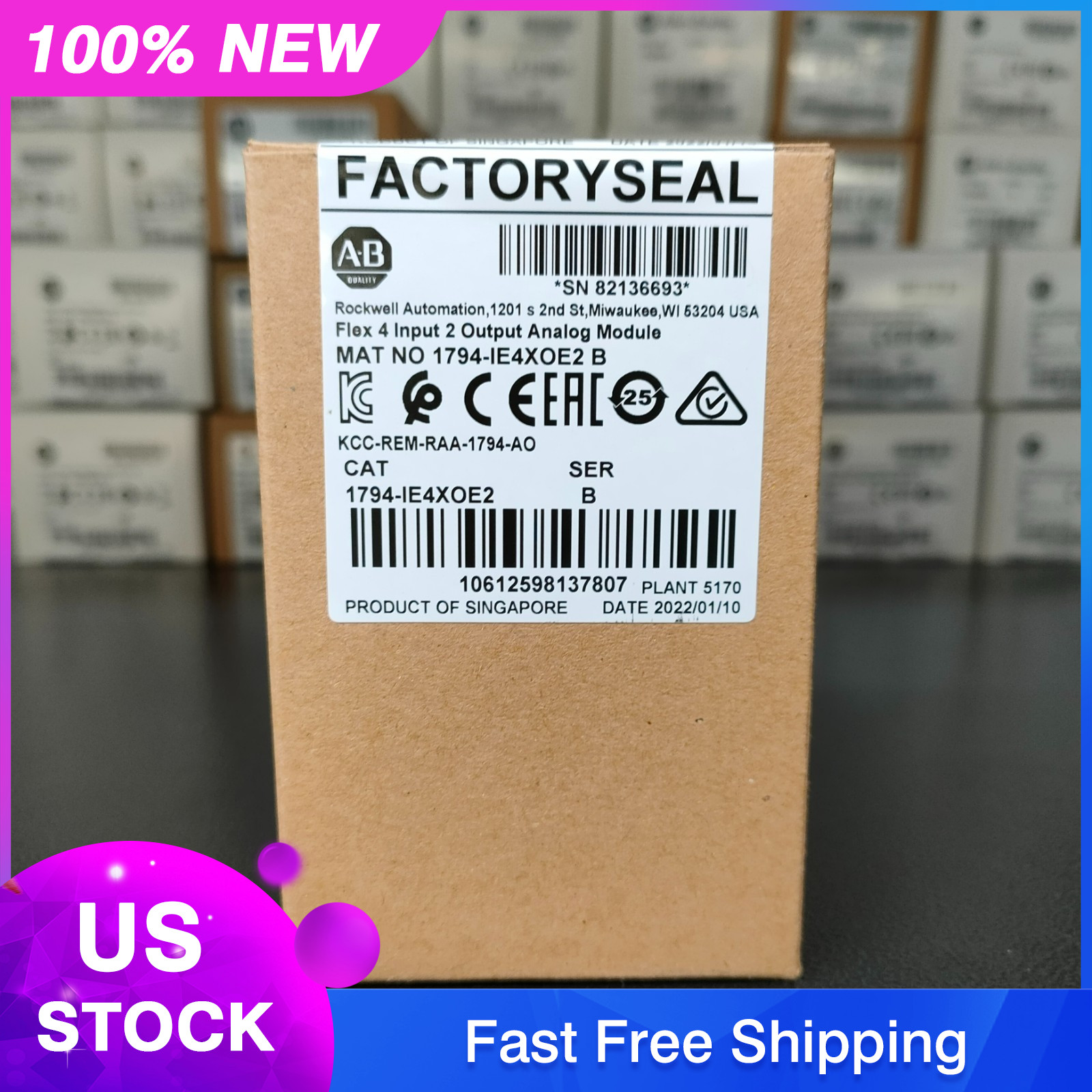 New Factory Sealed AB 1794-IE4XOE2 SER B Flex 4 Input 2 Output Analog Module