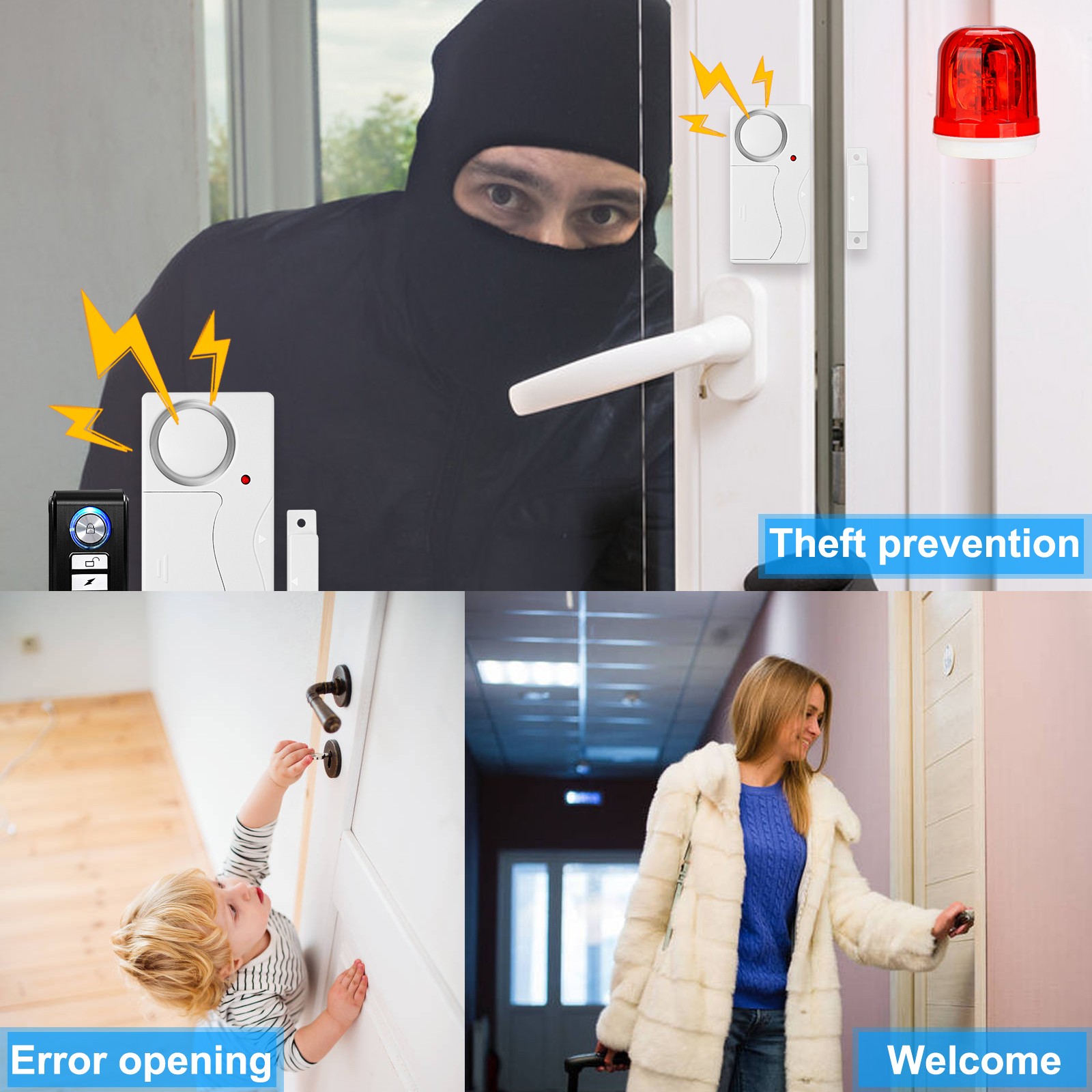 White Simple Department Security Window 2 Alarm Sensitive Trigger Strong Signal