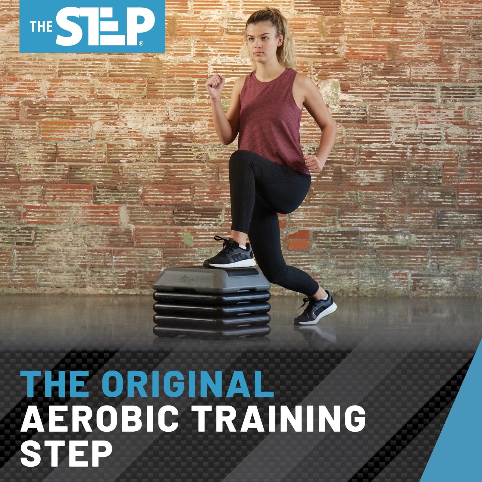 The Step Adjustable High Step Aerobic Platform with 4 Risers, Home Gym Workou...