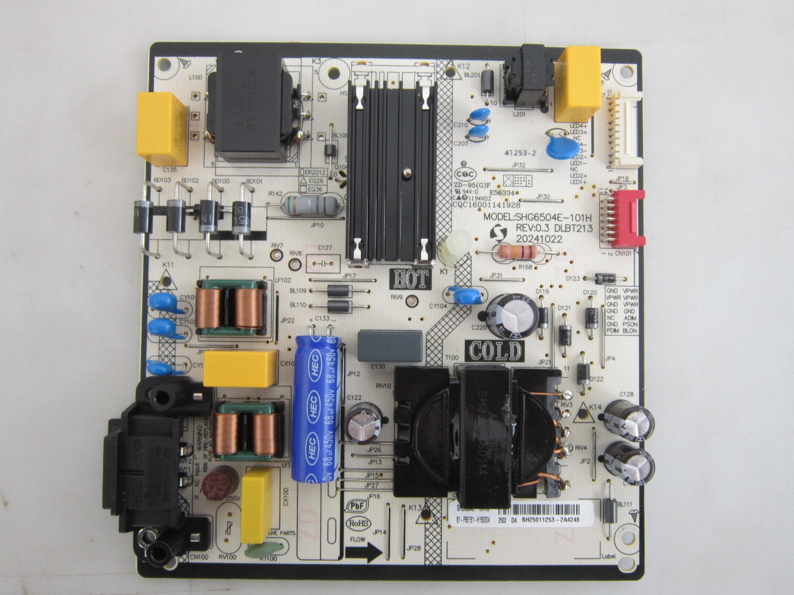 Insignia NS-65F501NA26 Power Board 81-PBE151-H150004 (SHG6504E-101H)