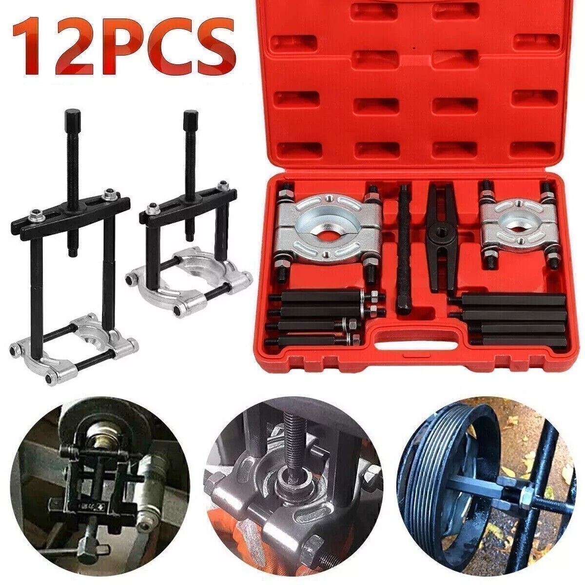 12PCS Heavy Duty Bearing Separator Removal Tool Kit Wheel Hub Axle Puller - Set