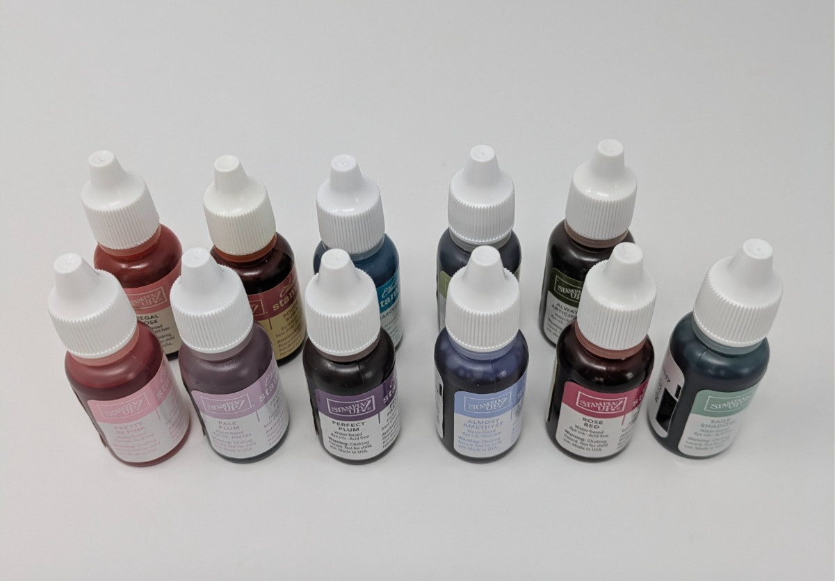 Stampin Up Ink Refills Lot 11 Bottles Retired Colors Celery Teal Plum Rose Red