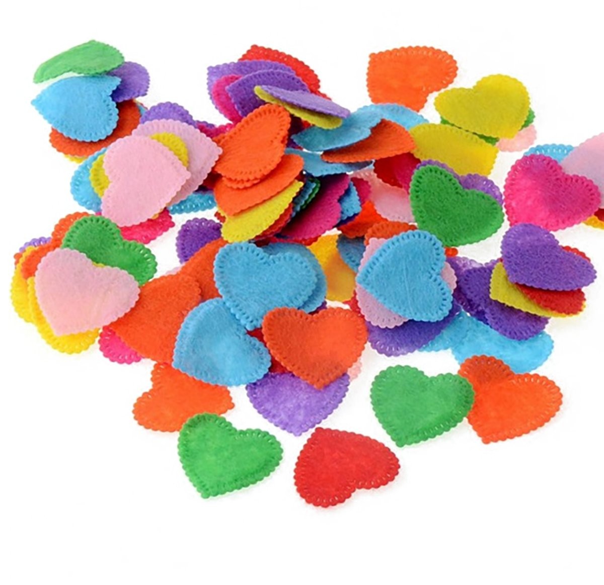 200 Pcs Multicolor Felt Appliques Love Shape DIY Craft & Sewing Decoration