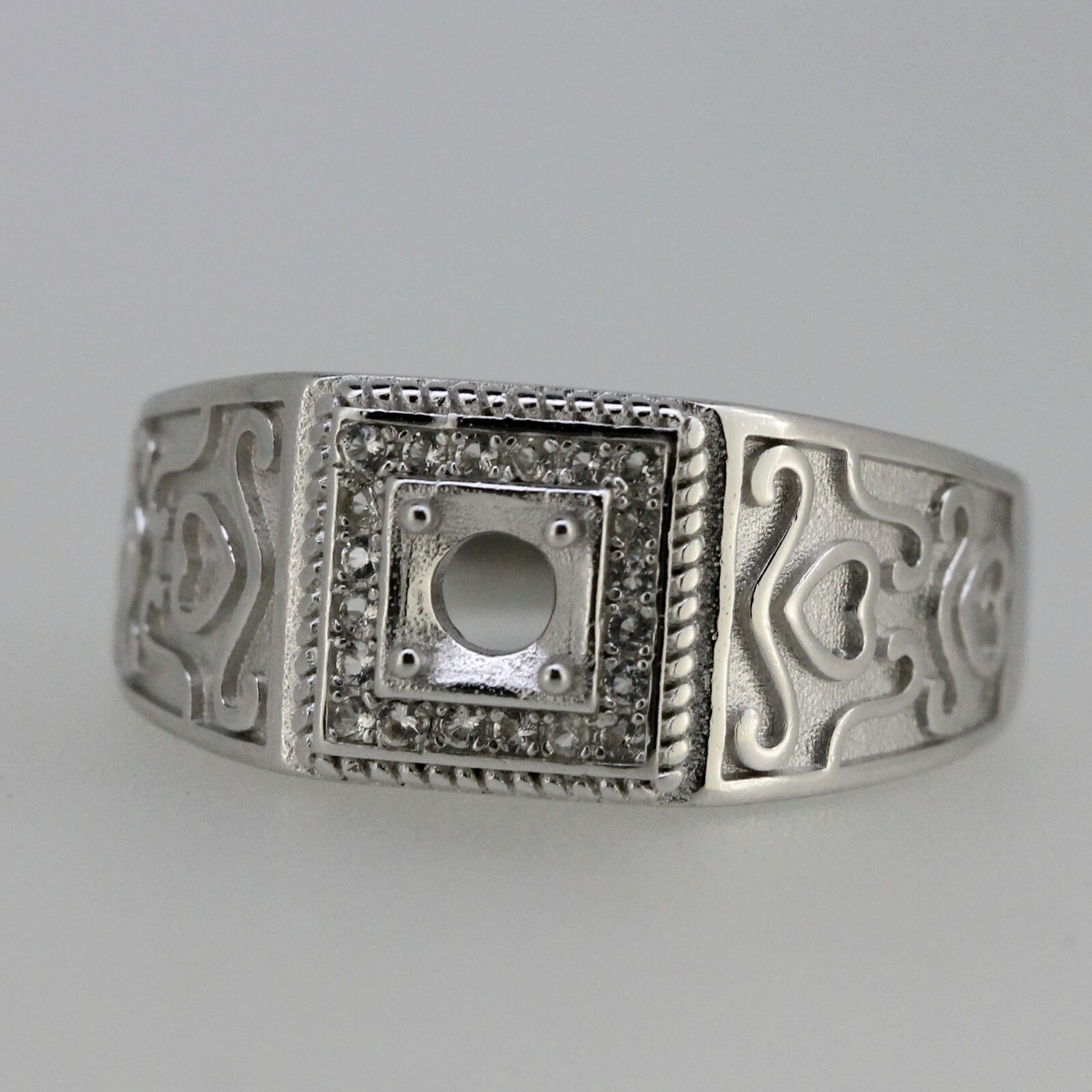 Sterling Silver Semi Mount Ring Setting RD 4.5x4.5mm White Topaz Size 7 Solid