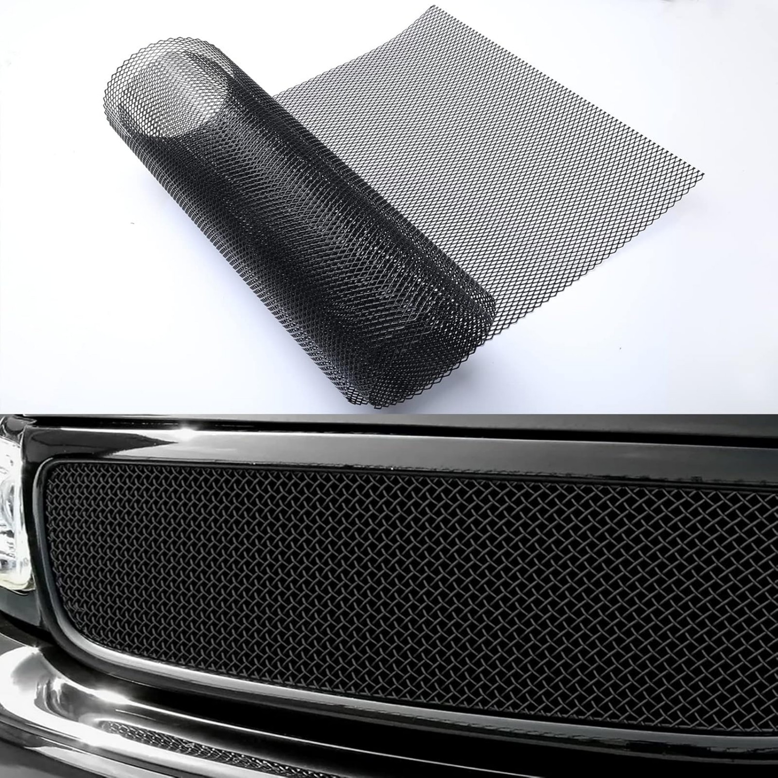 US Universal Car Grille Mesh 40"x13" - Black Aluminum Rhombic Protection Sheet