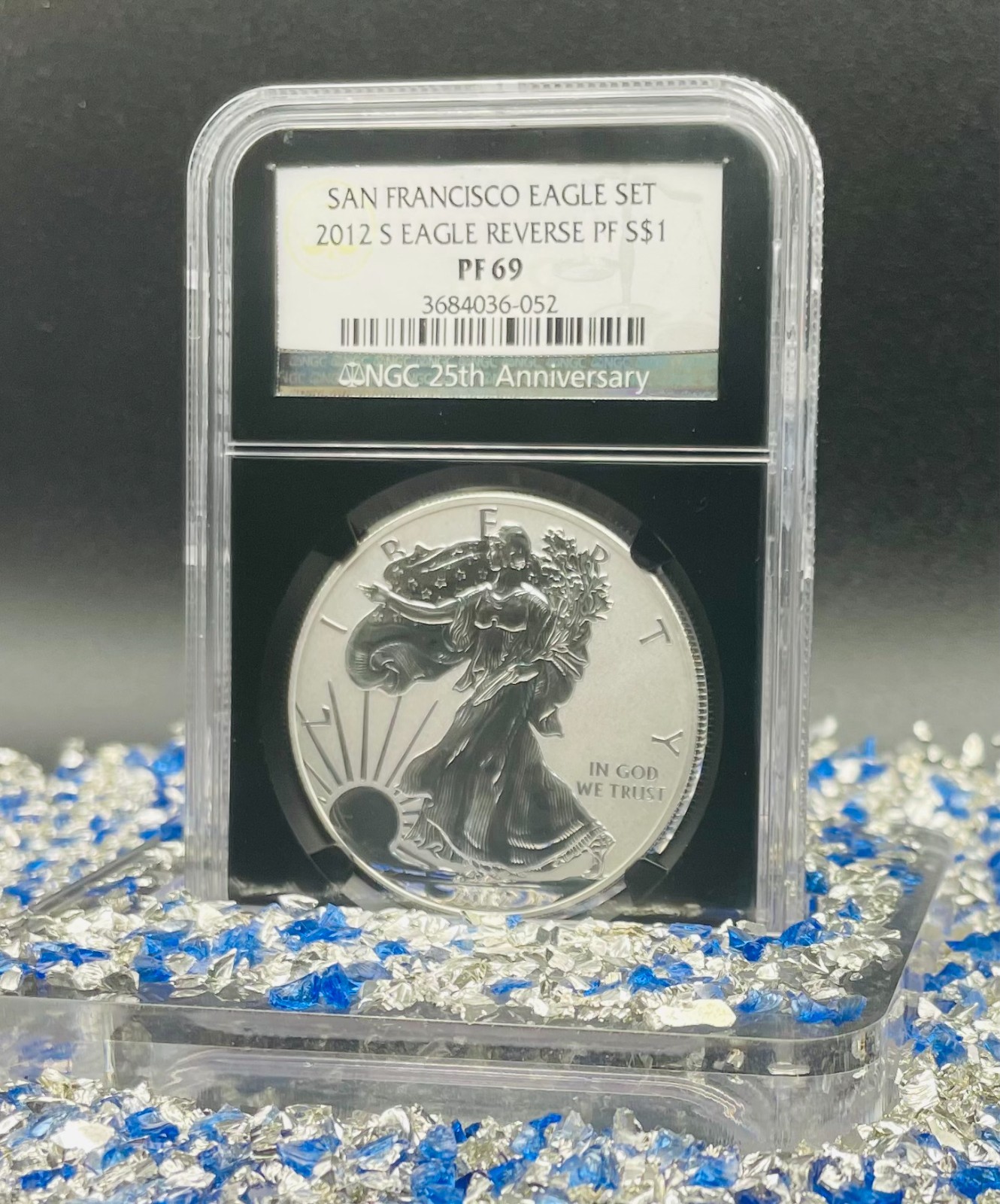 Reverse Proof 2012 S $1 Silver Eagle NGC PF69 NGC Blue Label Black Core Spotless