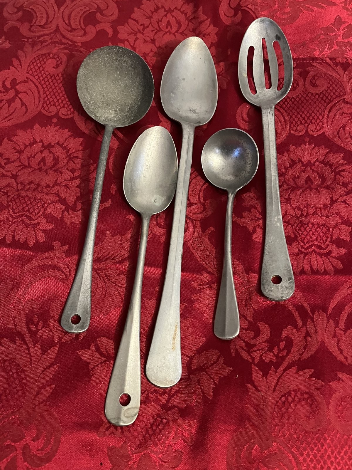 WW2 Era German Mess Hall Cutlery Aluminum Serving Spoons Ladle Set of 5