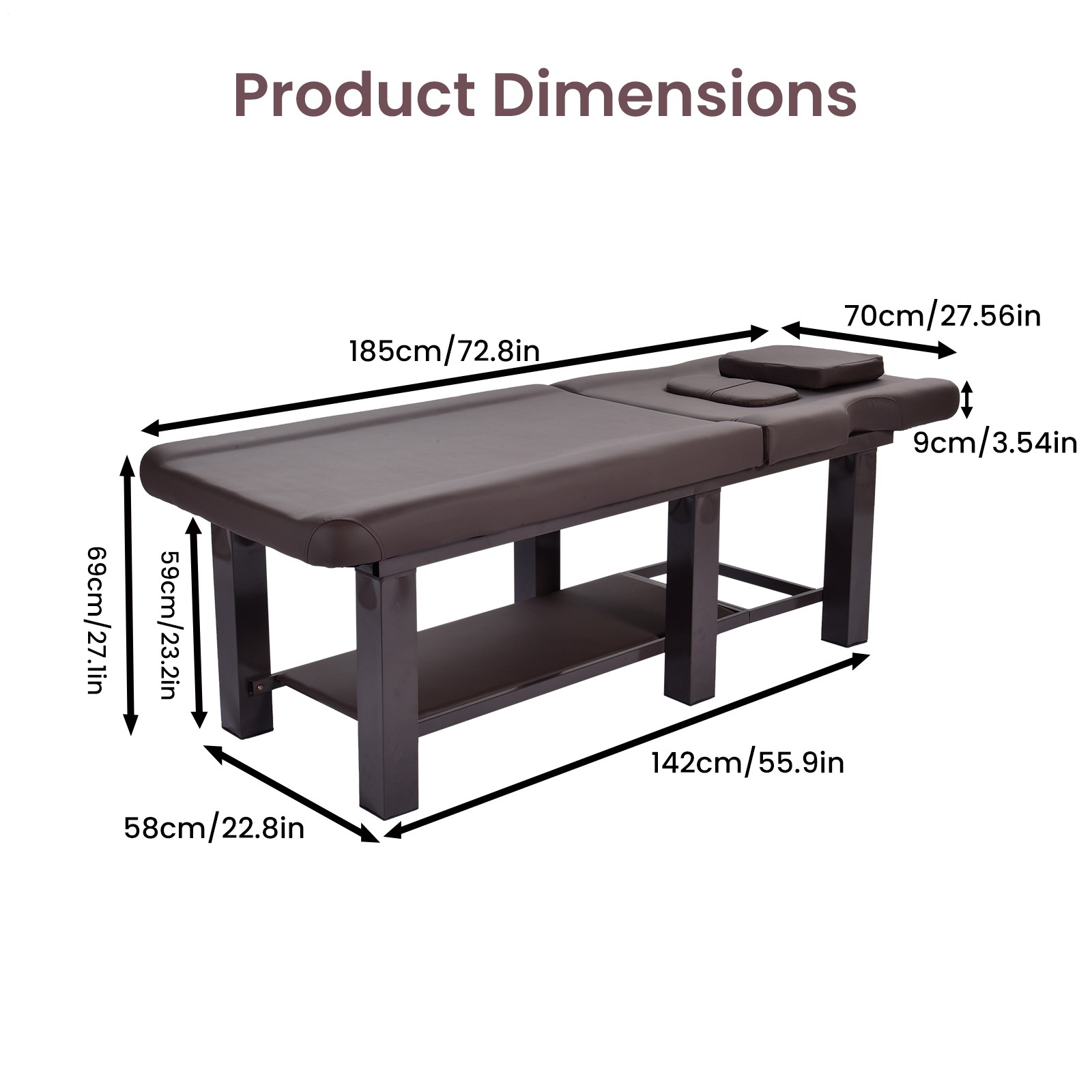 Heavy Duty Massage Bed Salon Table with Memory Foam for Physical Therapy