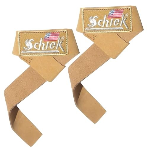 Sports Model 1000LLS Leather Weight Lifting Straps Tan