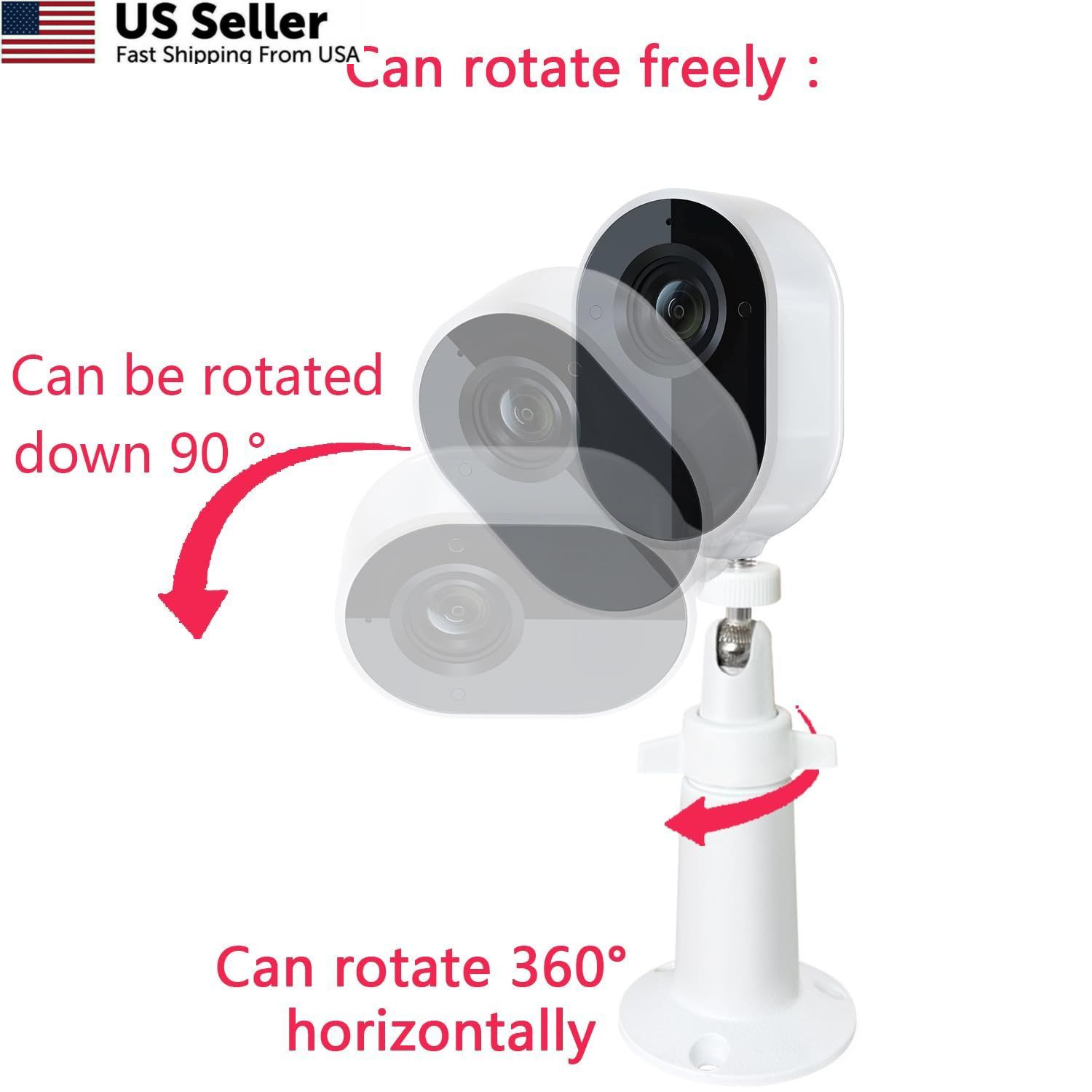Adjustable Metal Wall Mount Compatible with Arlo, Arlo Pro White