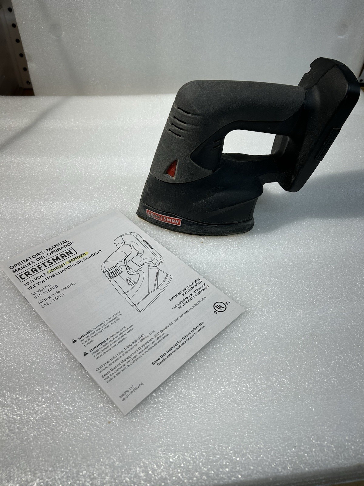 Craftsman 19V Corner Sander 315.115700 Tool & Manual. Good Condition
