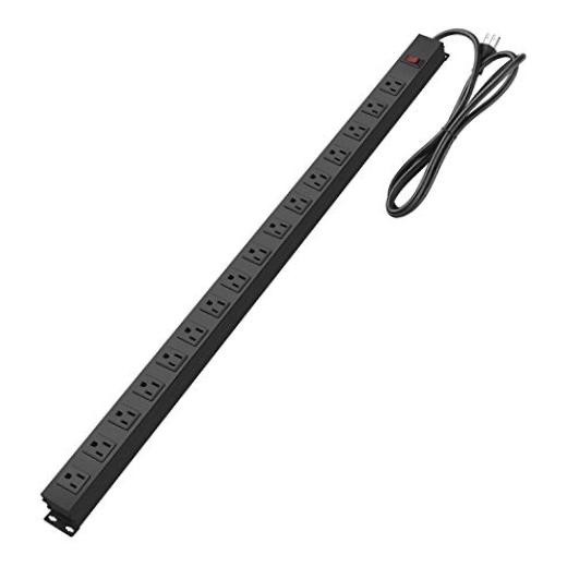 Metal Wall Mount Power Strip, Mountable Power Outlet, Aluminum 6 ft 16 Outlets