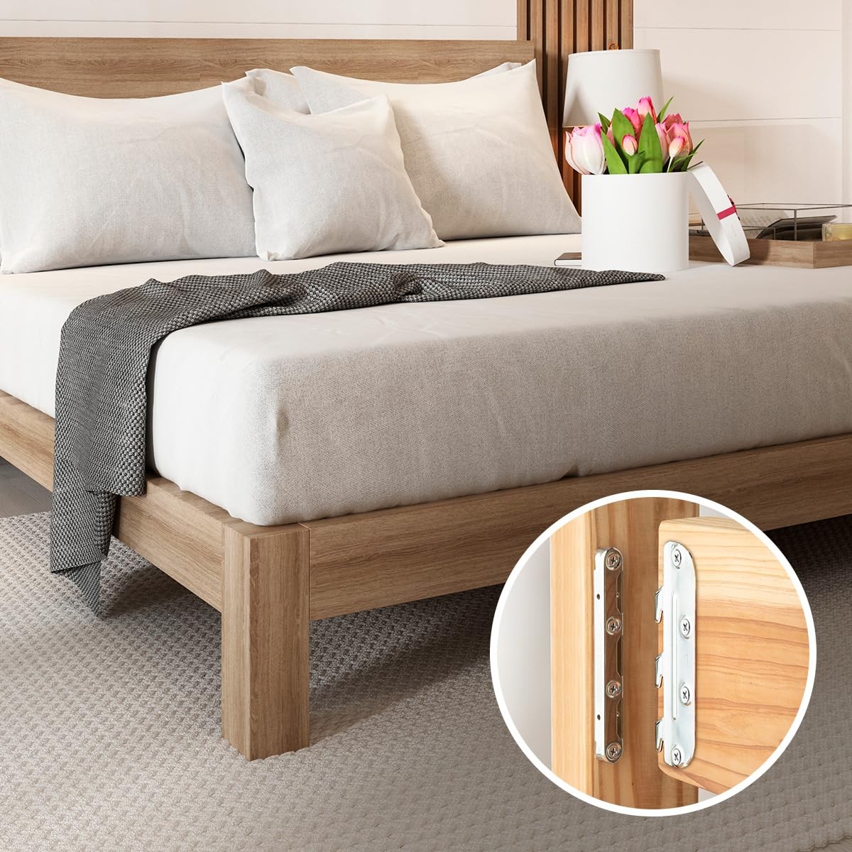 71425-P2 Surface Mounted Bed Rail Brackets, Bed Frame Fasteners Hardware with...