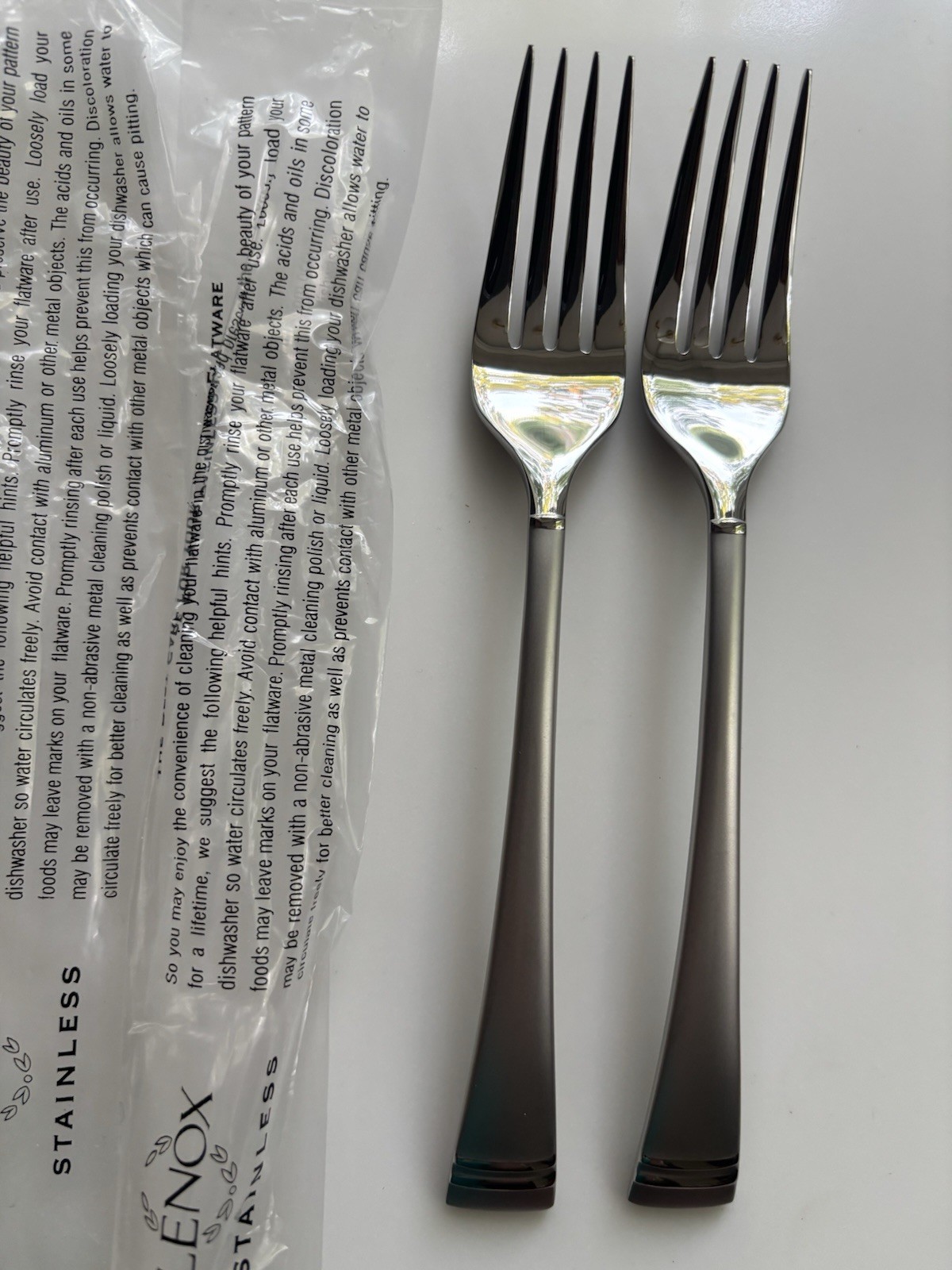 Lenox - FEDERAL PLATINUM FROSTED - lot of 2 salad forks - NEW
