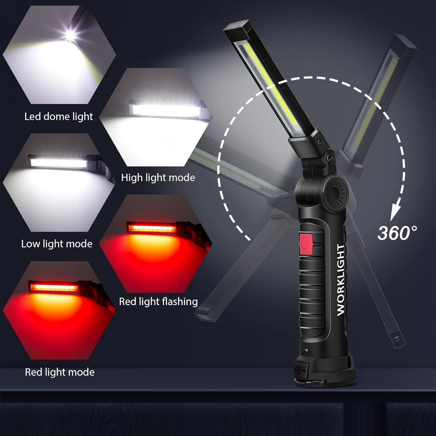 6 Pack Rechargeable LED Camping Work Light Magnetic Flashlight Emergency Outdoor