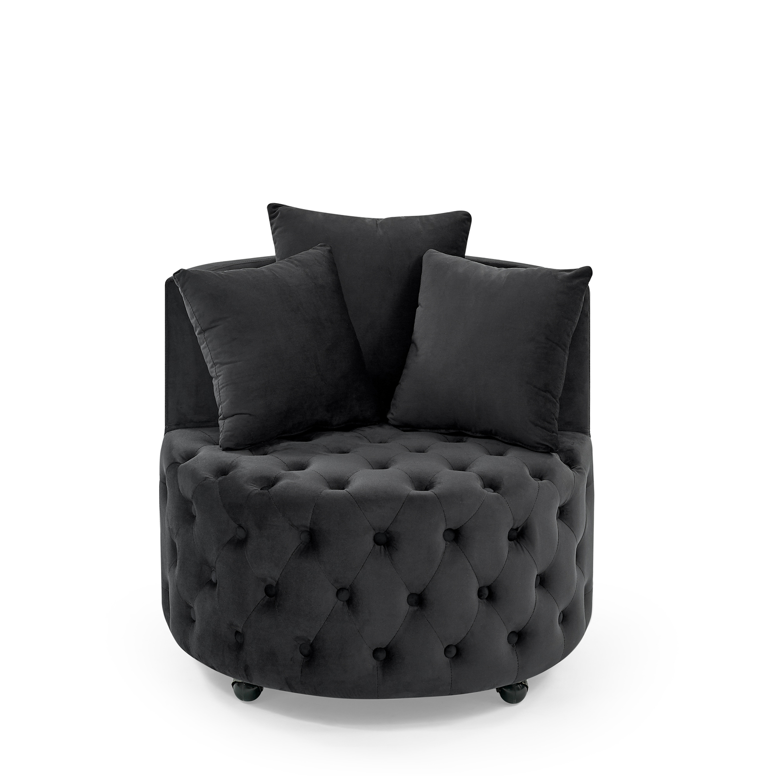 Velvet Upholstered Accent Chair Sofa Lounge Club Round Chair Living Room Black
