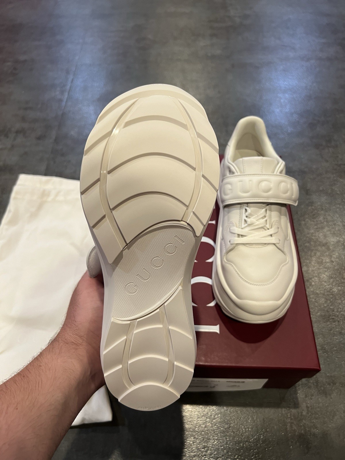 $1190 Gucci Women’s Wave Wedge Leather White Low Top Sneakers EUR 37.5 / US 7.5