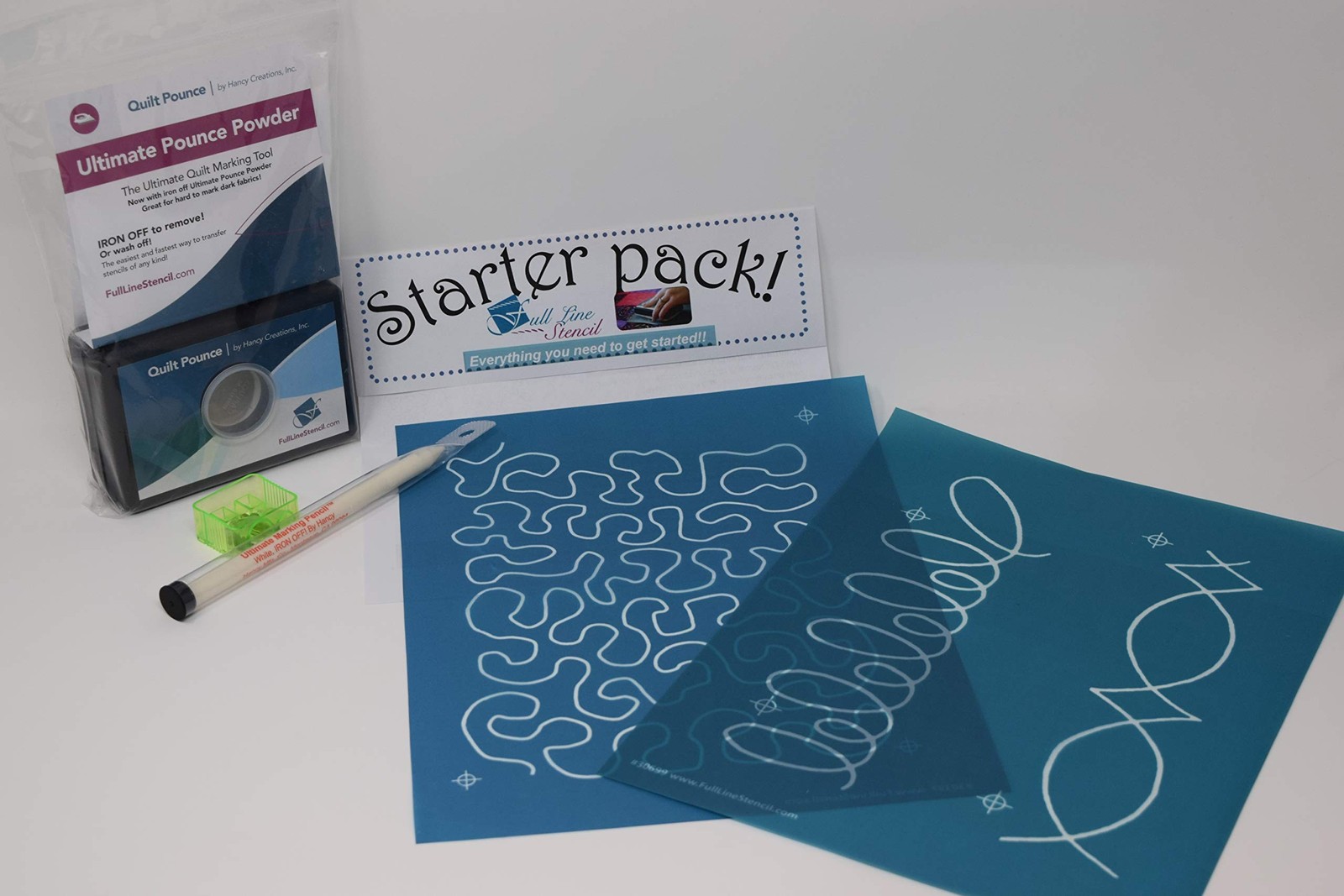 Full Line Stencil Starter Pack-Pounce Pad, White Ultimate Iron Off Chalk, Ult...