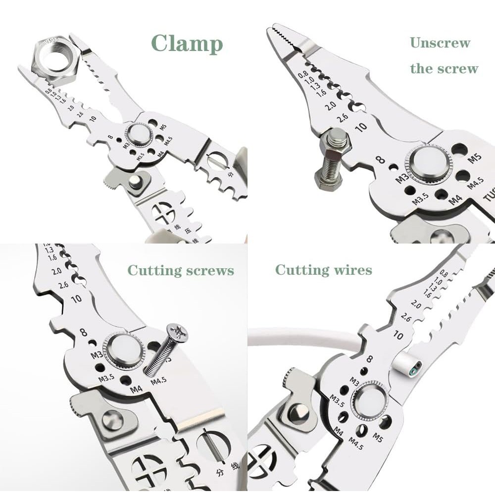 2 PACK Multifunctional Wire Stripper Crimper Cable Cutter Pliers Adjustable Tool
