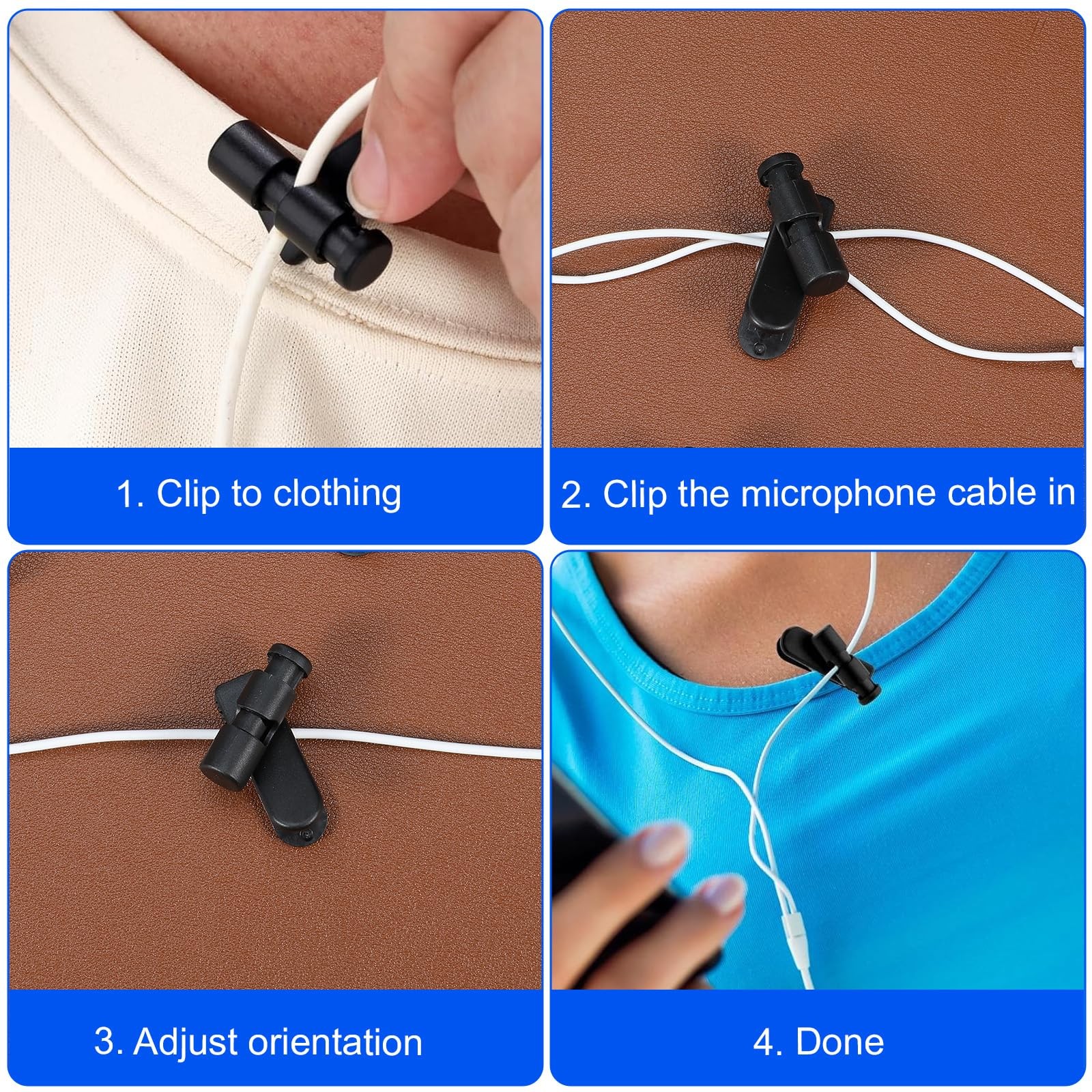 10pcs Headset Cord Clips, Headphone Clip, Black Headphone Cable Clip, Lapel M...