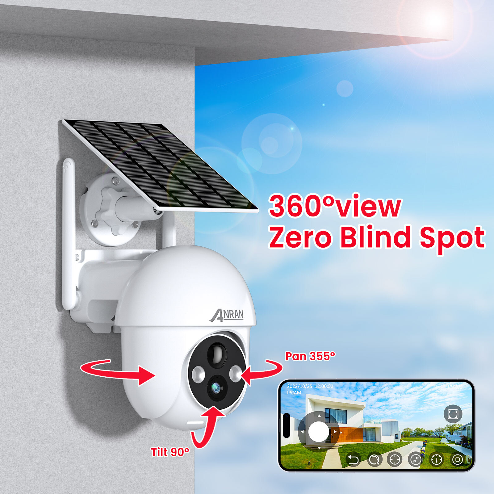 Outdoor Wireless Security Camera System Solar Battery Powered WIFI Audio Camera