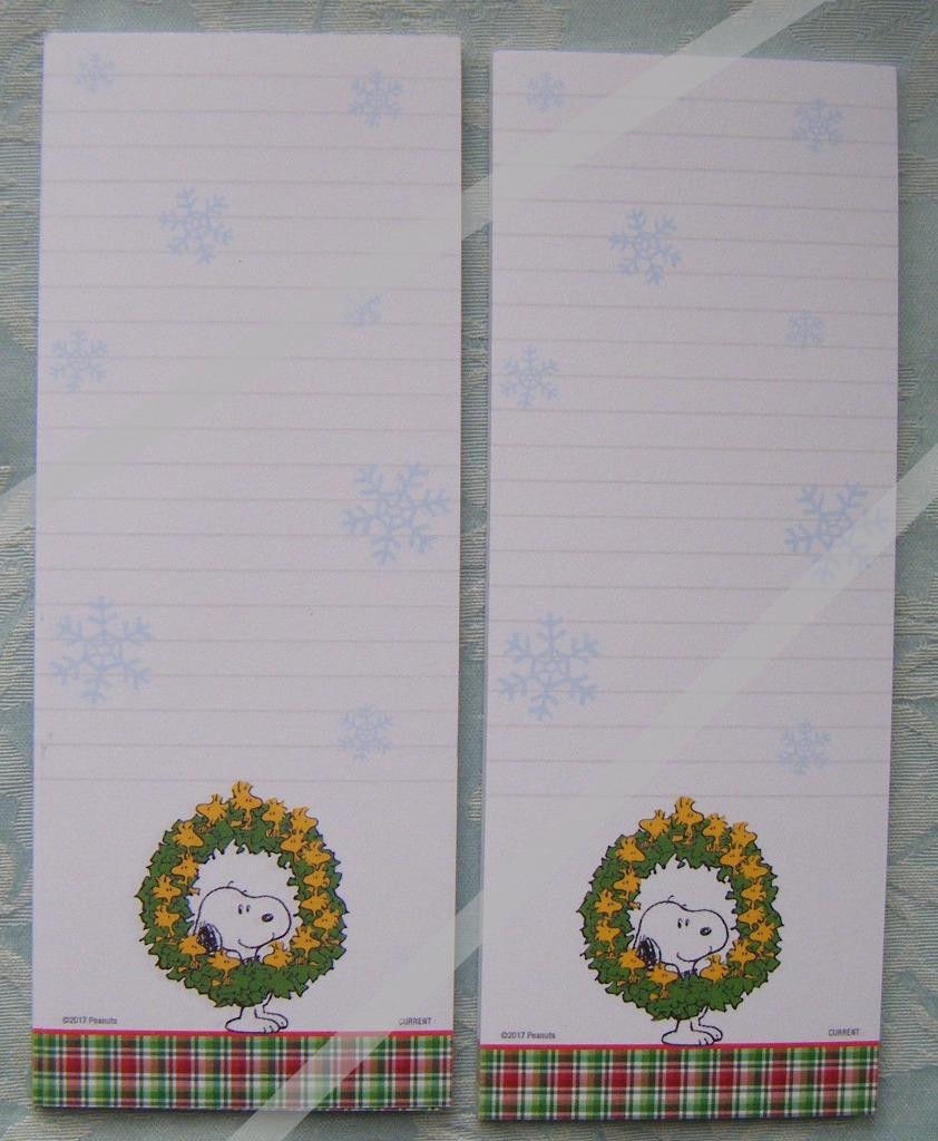 2 x PEANUTS SNOOPY Christmas Holiday Themed Lined Memo Pads New (CL/1001)