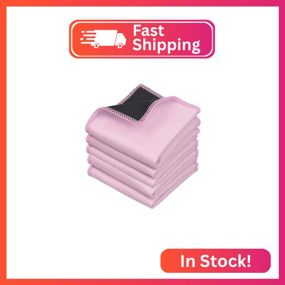 Eco-Fused Microfiber Cleaning Cloths Double-Sided - 5 Pack - 6.6 x 6.2 inch - Mi