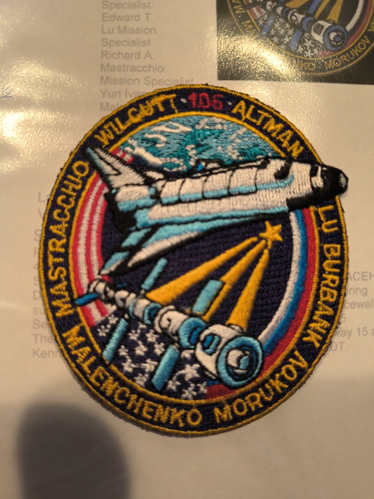 Space Shuttle Atlantis STS-106 Mission to ISS Stitched Patch Wilcutt Altman 3"