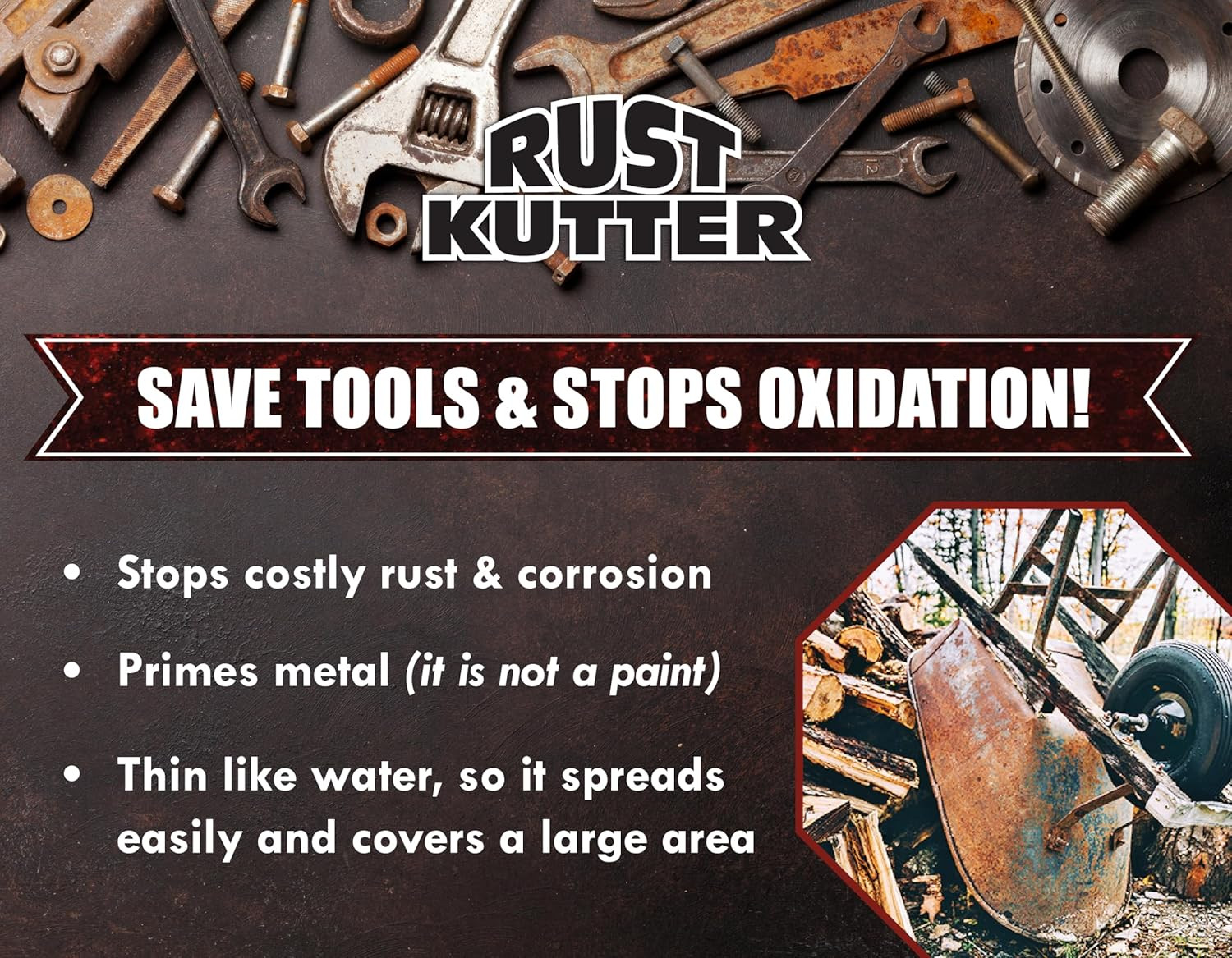 Rust Kutter - Stops Rust and Converts Rust Spots to Leave a Primed Surface Ready