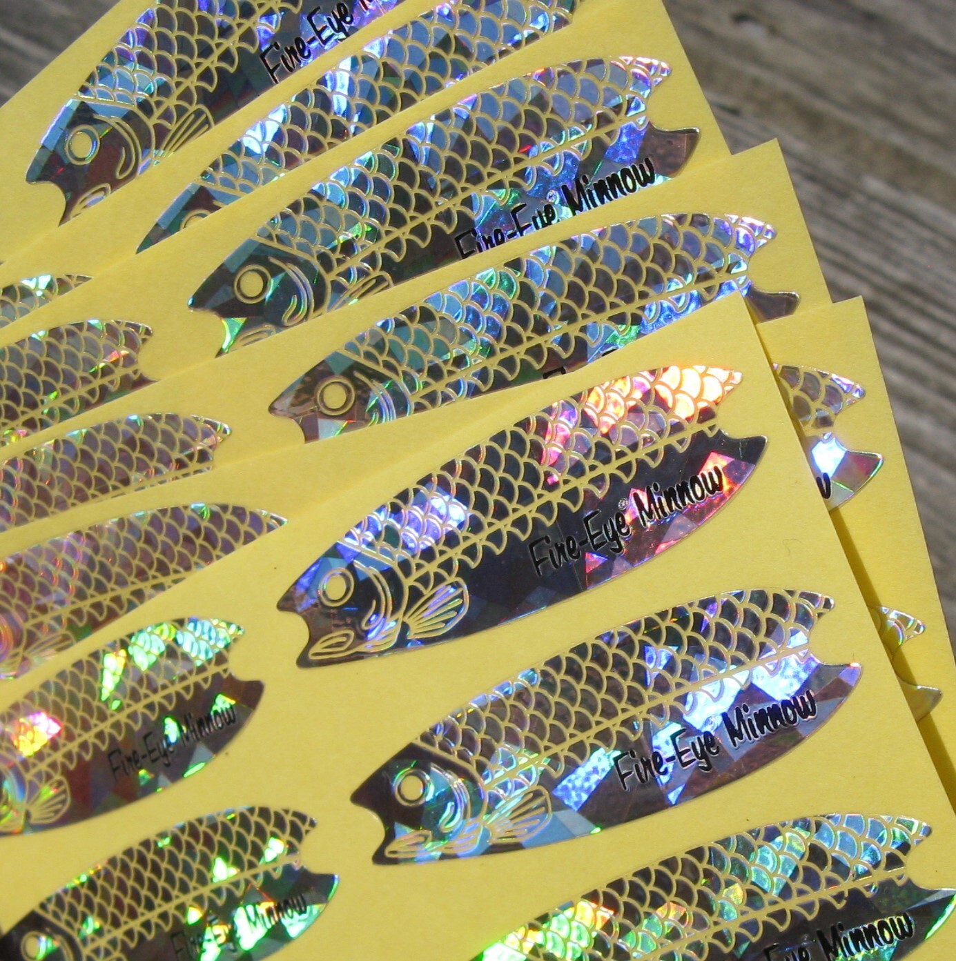 Holographic Fire Eye Minnow Replacement Decals Size 4-4.5 Lot of 96 Silver D2